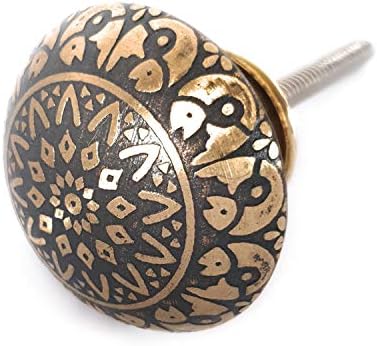 French Furniture Fittings Set of 6 Brass Grey Fish Knobs, Kitchen Cabinet Pull Knobs for Cupboard Chest, Furniture