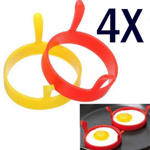 Free Shipping,Malloom 2017 New 4Pcs Silicone Round Egg Rings Pancake Mold Ring W Handles - Nonstick Fried Frying