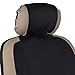BDK Venice Series Car Seat Covers for Auto - Beige Stripes on Flat Black Cloth - Universal Fit 9 Piece