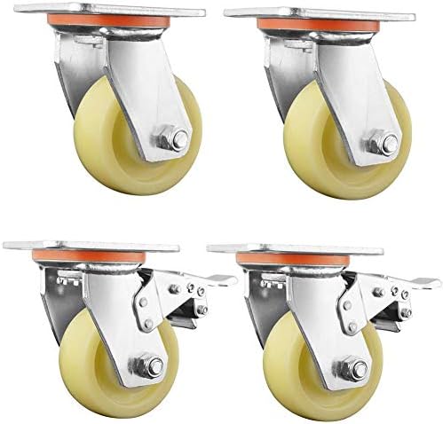 トロリー表家具用ブレーキ付き家具4工業用キャスターホイールヘビーデューティ600kg 100ミリメートルホワイトナイロン ダストリングスイベルトロリー 家具キャスター Color 2 Million 2 Brake Casters Cznelb Ru