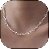 GIGB PBDK Shiny Transparent Tiny Crystal Beaded Choker Necklace, Dainty Simple Daily Boho Colorful Collar Necklace, Unique Handmade Jewelry Gift for Women