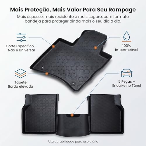 Tapete Borracha para Rampage 2024 2025 2026 Bandeja Bordas Elevadas Impermeável