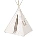 Best Choice Products 6ft Kids Cotton Canvas Indian Teepee Playhouse Sleeping Dome Play Tent w/ Carrying Bag, Mesh Window - White