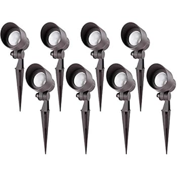 LEONLITE 5W LED Outdoor Landscape Light, Adjustable Pathway Lighting Fixture, IP65 Waterproof, ETL Listed Power Cable, 3000K Warm White, Aluminum Housing, 5 Years Warranty, Pack of 8