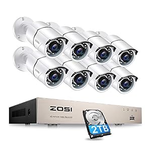 ZOSI 8CH 5MP PoE Home Security Cameras System with 2TB Hard Drive,H.265+ 5MP 8-Channel NVR Security System and 8pcs…