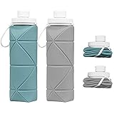 SPECIAL MADE Collapsible Water Bottles 2 Pack BPA Free Siliconce Leak-proof Reusable Travel Water Bottle Lightweight Waterpro
