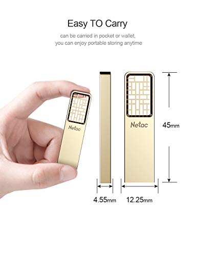 Netac 32GB USB Flash Drive, Flash Drive USB 2.0, Chinese Hollow & Knot Design Memory Stick, Flash Drive Gold Metal Housing Body - U327