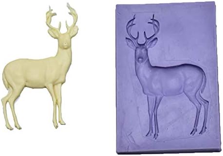 Qinlee 2018 Xmas Lovely Deer Cake Mould Silicone Printing Mold Christmas Theme Fondant Moulds DIY Craft Chocolate Sugar Cookie Mold Soap Mold -Pink