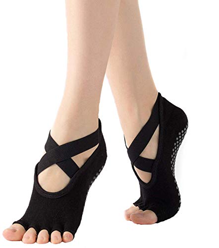Ifnow Yoga Socks for Women with Grip & Non Slip Toeless Half Toe Socks for Pilates Ballet Barre Dance Barefoot Workout - Thumbnail 6