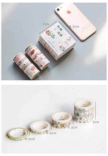 Molshine Floral Washi Masking Tape Set of 10, Spring Flower Decorative Sticky Paper Tapes for DIY Craft, Gift Wrapping, Bullet Journal, Planner, Scrapbooking (A) - Thumbnail 3