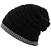 Novawo Men's Knit Thicken and Fleece Lining Beanie Hat Winter Slouchy Warm Cap Black
