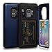 TORU CX PRO Galaxy S9 Wallet Case Blue with Hidden Credit Card Holder ID Slot Hard Cover, Mirror & USB Adapter for Samsung Galaxy S9 - Navy Blue