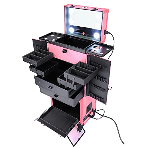 rolling makeup case with lights