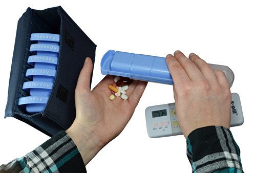 e-Pill 4 Times a Day x 7 Day Large Weekly Pill Organizer, Vitamin and Medicine Pill Box - with Discreet Case and Pill Reminder