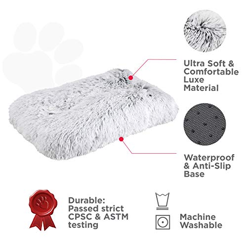 FuzzBall Fluffy Luxe Pet Crate Mat & Pad Machine Washable, Waterproof