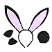 SZTARA Cute Rabbit Ears Tail and Bow Tie Party Costume kit Plush Bunny Halloween Costume kit, White, One Size