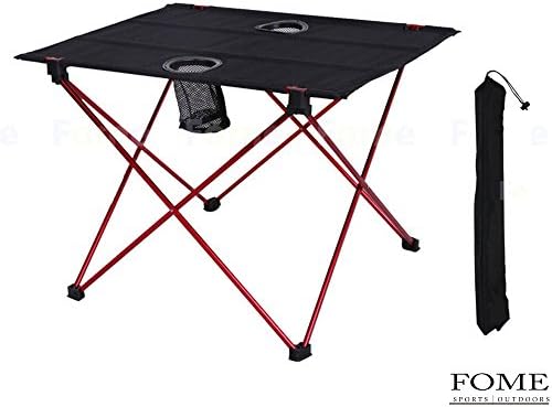 Folding Camping Tables, iDeep Portable Lightweight Aluminum Folding Table Roll-up Table Camping Table With Cup Holders&amp;Carry Bag for Picnic Camp Beach(56x42x40cm)