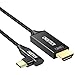 CHOETECH USB C to HDMI Cable(4K@60Hz) 90 Degree USB Type C to HDMI Cable Braided (6ft/1.8M) Thunderbolt 3 Compatible with MacBook Pro/MacBook Air/iPad Pro, Surface Book 2, Samsung Galaxy Note 9/S9