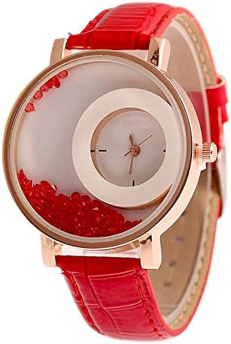 Analogue White Dial Girl's & Women's Watch Red Leather