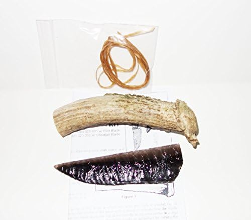 Primitive Style Hand Knapped Stone Bladed Knife Kit with Antler Handle #110
