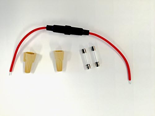 KO Fuse Inline Glass Fuse Holder Set - 18 Gauge Copper Wires + Quick Blow Glass Fuses + Wire Nuts (2 Amp)
