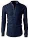 H2H Mens Casual Slim Fit Basic Designed Roll-up Sleeve Popover Henley Shirts