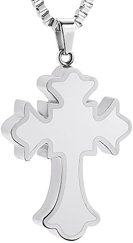 Cross Cremation Necklace for Ashes Stainless Steel Pendant Locket Keepsake Memorial Urn Jewelry for Ashes fit Men Women