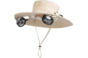 COMLIFE Cooling Sun Hat with Fan Rechargeable - UPF 50+ Wide Brim Bucket Hat for Sun Protection, 16Hrs Running Neck Fan Hat for Safari, Fishing, Gardening, Golf & Travel, Beach Essentials for Women & Men