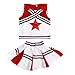 LOLANTA Little Girls Cheerleader Uniform Outfit Cheerleading Costume Fun Varsity Brand Youth Red White (Red, 5-6)