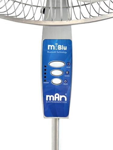 Ventilador de Pedestal Inteligente 18” MAN Smart M Blu con App Bluetooth, 3 Velocidades, Oscilatorio, Temporizador, 120 W, Altura Ajustable, Gris