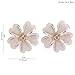 Grace Jun Silver Plated or Gold Plated Opal Flower Shape Clip on Earrings Non Piercing for Women (Gold)