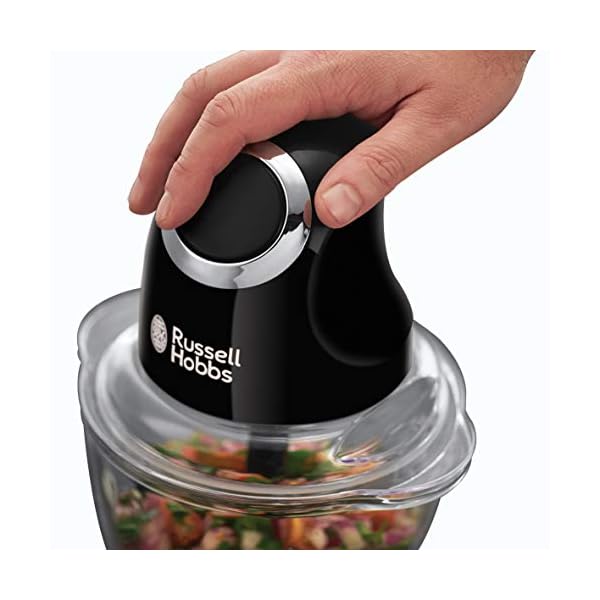 Russell-Hobbs-24662-Desire-Mini-Chopper-Vegetable-and-Onion-Chopper-500-ml-Capacity-Glass-Bowl-Matte-Black-200-W Russell Hobbs 24662 Desire Mini Chopper, Vegetable and Onion Chopper, 500 ml Capacity Glass Bowl, Matte Black, 200 W