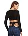 ROMWE Women's Long sleeve Deep V Neck Wrap Crop Top