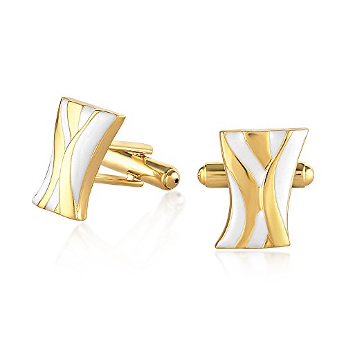 MahiGold Plated White Organic Abstract Cufflinks for Men CL1100279G