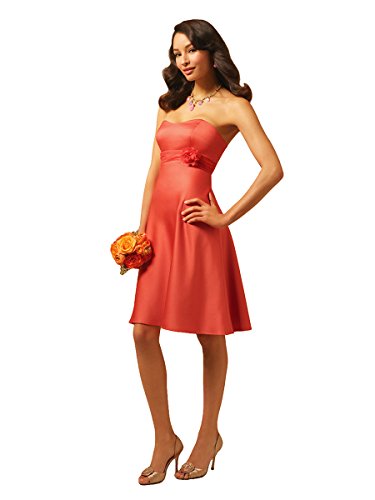 Alfred Angelo 7074 Strapless Satin Empire Waist Short A-Line Formal Dress