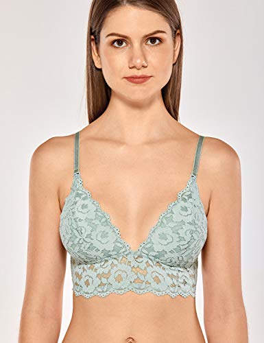 MOMANDA Women's Wire Free Lightly Lined Maternity Nursing Lace Bra Bralette Slated 34D