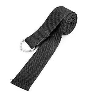 Fliyeong Stretching Strap Exercise Cotton Yoga Belt Adjustable D-Ring Buckle Belt Fitness Prop For Beginners Stretching Holding Poses Black