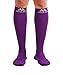 Mojo Compression Socks Durable Comfortable Coolmax Material Unisex Knee High Socks for Recovery, Performance, Medical & Firm Support (Purple, Large)