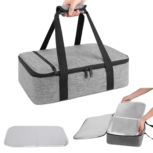 Insulated Casserole Carrier Bag for Hot Cold Food, Portable Snackle Bags Keep Contanier Thermal and Cooling, Carrying 11x15 Baking Pan, Travel Picnic Cake Dessert Warmer/Cooler Carriers Boxes, Cation