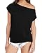 Sarin Mathews Women's Casual Off Shoulder Tops Short Sleeve T Shirts Loose Sexy Tank Tops Blouses Black XL