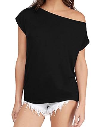 Sarin Mathews Women's Casual Off Shoulder Tops Short Sleeve T Shirts ...