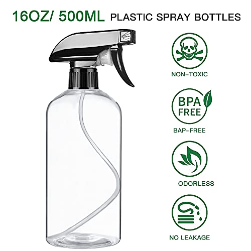 Empty Plastic Spray Bottles 16oz/500ml 4 Pack Clear Spray Bottle