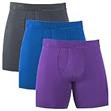 Clevedaur Men's Antimicrobial Lenzing Modal Underwear Stretch Boxer Briefs With Fly, Size S-XXL (3-Pack)