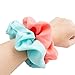 Ondder 15 Pack Women's Large Chiffon Flower Hair Scrunchies Hair Bow Chiffon Ponytail Holder, Including 8 Colors Chiffon Flower Hair Scrunchies and 7 Solid Colors Chiffon (15 Pack Chiffon Scrunchies)