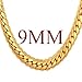 U7 Men Chunky Necklace 18KGP Stamp Hip Hop Jewelry Thick 9MM Wide 18K Yellow Gold Plated Snake Curb Chain - 24 Inch