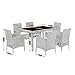 Wisteria Lane Outdoor Wicker Dining Set, 7 Piece Patio Dinning Table Grey Wicker Furniture Seating (Grey Cushions)