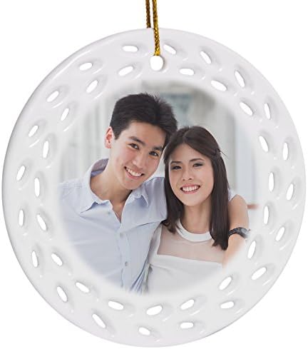RitzPix Customizable Porcelain Ornament With Hanging String - Perfect Personalized Gift with Custom Image or Text - Choose Round, Doily or Snowflake