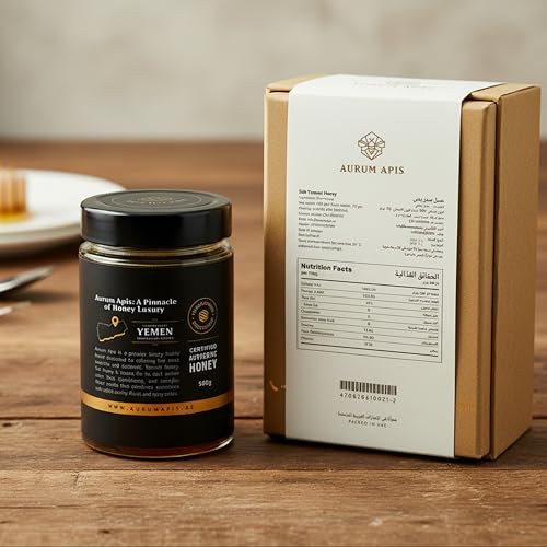 Aurum Apis Raw 100% Organic Honey Yemeni Sidr, Unfiltered Raw Honey, Hand Harvested | Non-GMO | Rich Nutrients | Natural Energy Source | Daily Wellness | Healthy Gift - 500g