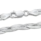 Amberta 925 Sterling Silver 5 mm Herringbone Chain Necklace 18