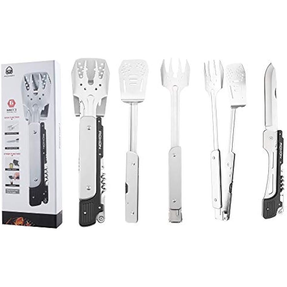 6in1 BBQ Multi Tool Detachable Foldable Grill Set Spatula, Fork